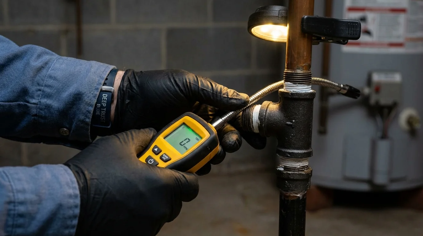 Gas leak detection with electronic sniffer by Johns Plumbing LLC in Jena