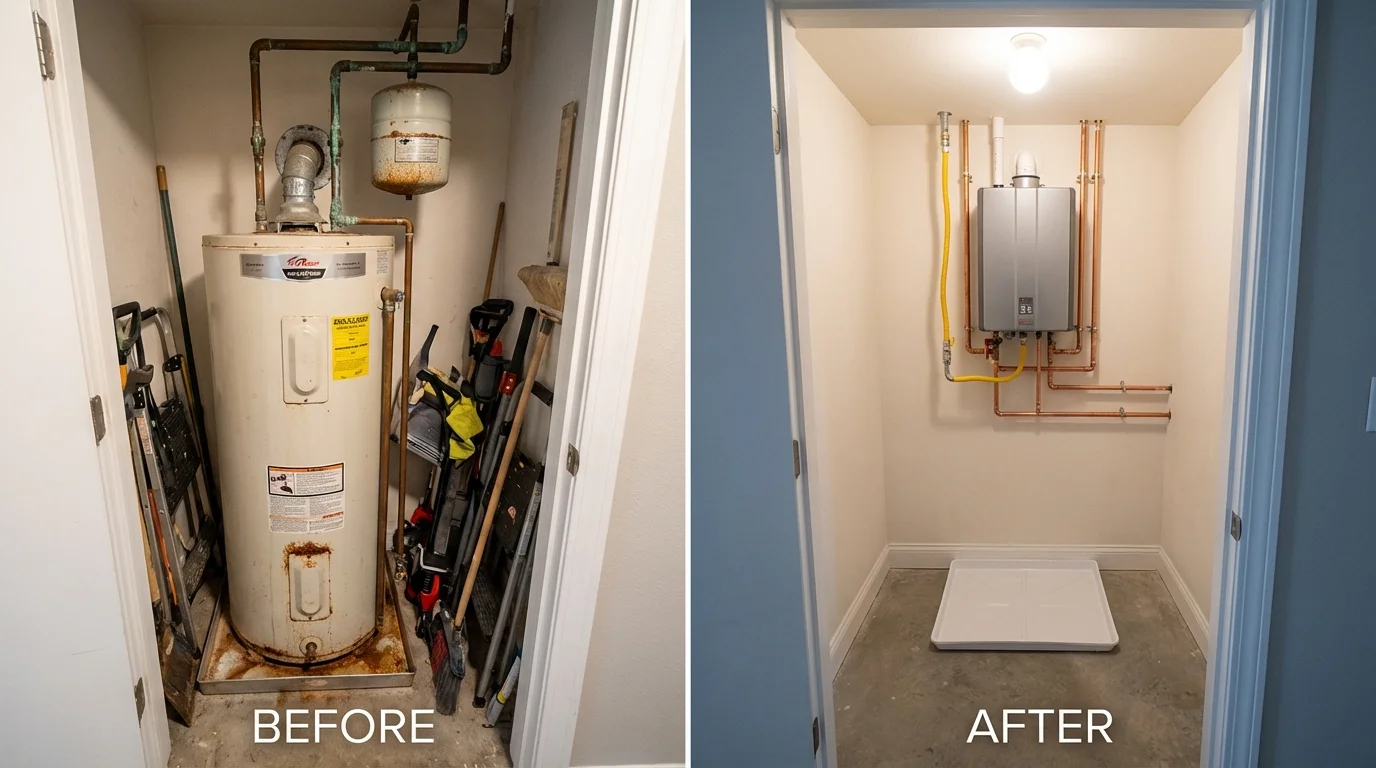 Tank water heater versus wall-mounted tankless unit comparison for Jena, LA homeowners