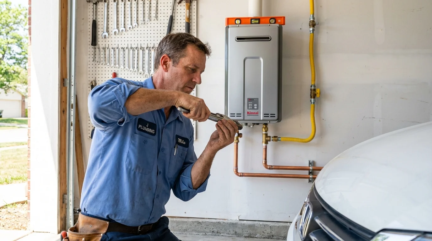 Tankless water heater installation by a Johns Plumbing LLC plumber in Jena